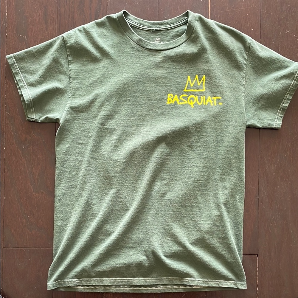 Green Basquiat T-Shirt with Yellow Logo